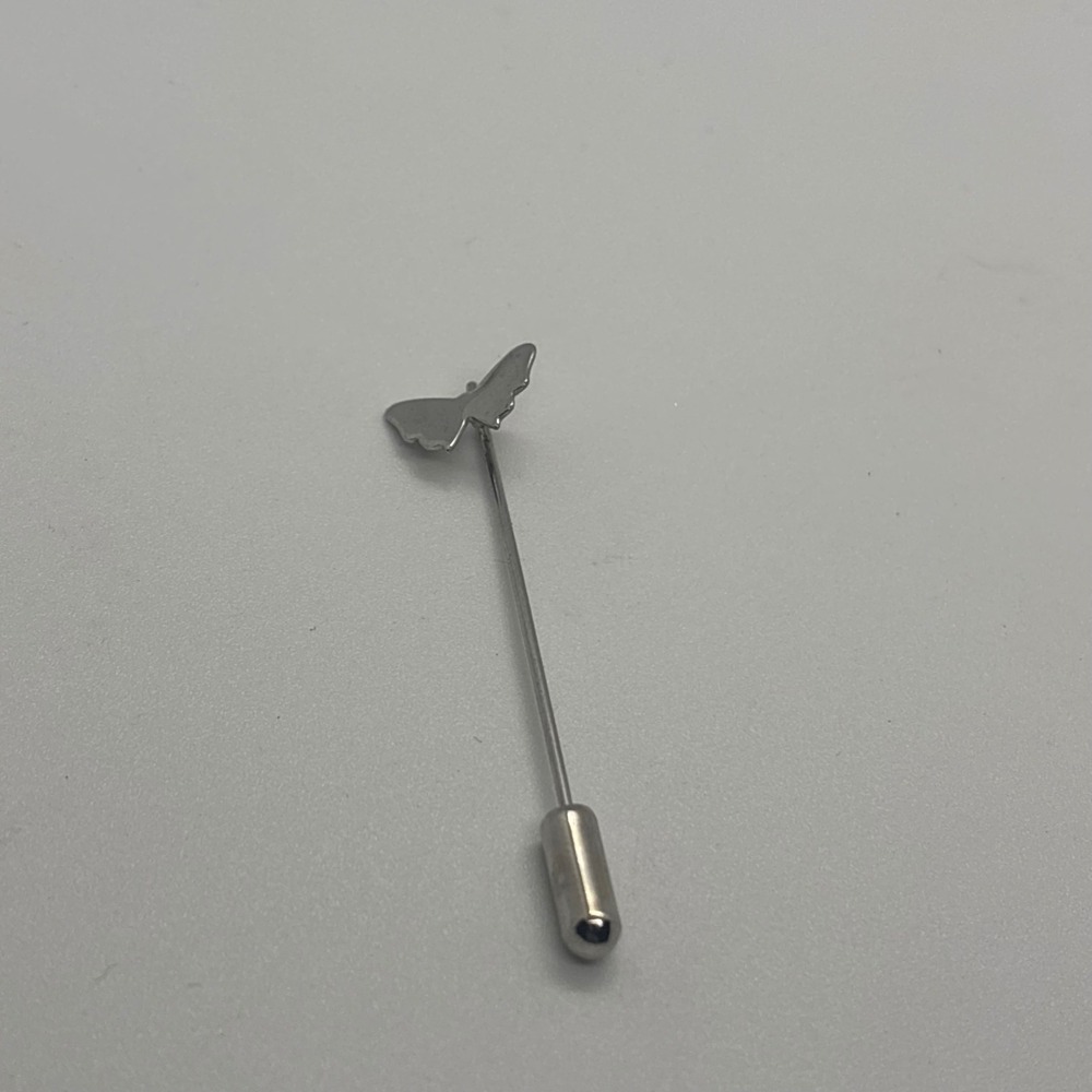 Silver Butterfly Stick Pin Minimalist Lapel Scarf Hat Pin with End Cap Protector